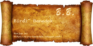 Biró Benedek névjegykártya